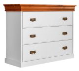 Commode Jabron 10, pin massif, Couleur : Blanc / pin - 83 x 107 x 42 cm (H x L x P)