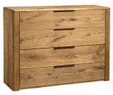 Commode Teresina 08, couleur : naturel, chêne massif partiel - 90 x 120 x 39 (H x L x P)