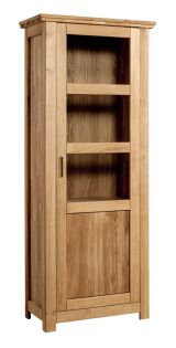 Vitrine massive à cinq casiers Floresta 06, ouverture de porte : à droite, Naturel, Chêne, 204 x 81 x 48 cm, Stable et durable, avec poignées étroites et discrètes