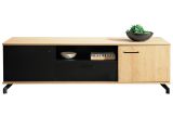 Meuble TV Riemst 07, Couleur : Chêne / Noir - Dimensions : 49 x 160 x 50 cm (H x L x P)