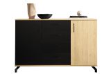 Commode Riemst 09, Couleur : Chêne / Noir - Dimensions : 89 x 140 x 40 cm (H x L x P)