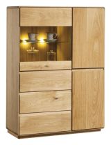 Vitrine Fazenda 16, couleur : chêne naturel, partiellement massif - 135 x 99 x 41 cm (H x L x P)