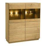 Vitrine Fazenda 19, couleur : chêne naturel, partiellement massif - 137 x 119 x 41 cm (H x L x P)