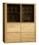 Vitrine Jussara 02, couleur : naturel, chêne partiellement massif - 150 x 124 x 42 cm (h x l x p)