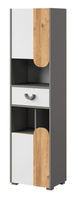 Chambre de jeunes - Armoire Klemens 03, Couleur : Gris / Blanc / Chêne - Dimensions : 190 x 50 x 38 cm (H x L x P)