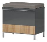 Banc avec espace de rangement / armoire à chaussures Vaitele 03, couleur : anthracite brillant / noyer - 51 x 56 x 35 cm (h x l x p)