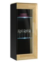 Armoire murale "Lipik" 20, couleur : chêne / noir, partiellement massif, charnière de porte à droite - Dimensions : 102 x 41 x 35 cm (H x L x P)