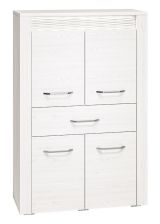 Armoire Ullerslev 06, Couleur : Pin blanc - Dimensions : 140 x 92 x 40 cm (H x L x P), avec 4 portes, 1 tiroir et 4 compartiments