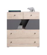 Chambre d'adolescents - Commode Chiny 10, couleur : chêne / gris - Dimensions : 95 x 90 x 40 cm (h x l x p)