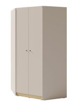 Armoire d'angle Sampont 02, beige / chêne clair, 195 x 95 x 95 cm, avec 10 compartiments et 2 tringles à vêtements, chants ABS, stable et durable