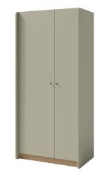 Armoire simple Sampont 03, vert menthe / chêne foncé, 195 x 90 x 52 cm, avec 7 compartiments et 1 tringle à vêtements, chants ABS, finition de haute qualité