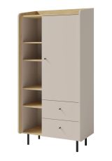 Armoire élégante Sampont 05, beige / chêne clair, 170 x 80 x 42 cm, avec 9 compartiments et 2 tiroirs, chants ABS, construction exacte, durable