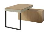 Bureau Fricourt 10, vert menthe / chêne foncé, 75 x 131 x 140 cm, avec 2 tiroirs et 6 compartiments, bureau d'angle, chants ABS, beaucoup de surface de rangement