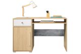 Chambre de jeunes - Bureau Modave 07, Couleur : Chêne / Blanc / Gris - Dimensions : 76 x 125 x 55 cm (H x L x P)