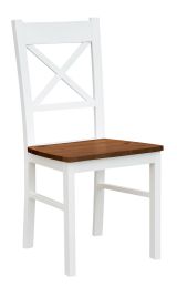 Chaise Gyronde 22, hêtre massif, Blanc/Noyer - 94 x 43 x 44 cm (H x L x P)