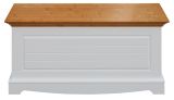 Coffre Gyronde 38, pin massif, Couleur : Blanc / chêne - 51 x 112 x 45 cm (H x L x P)