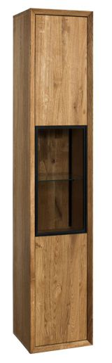 Vitrine Olinda 02, Couleur : Naturel, chêne massif partiel - 201 x 45 x 39 (H x L x P)