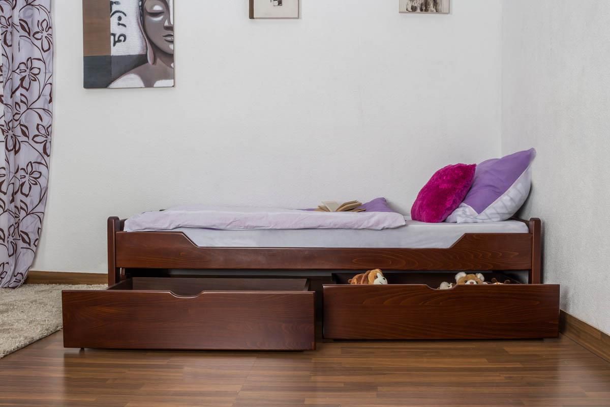 lit d'enfant / lit d'adoléscent Easy Premium Line K1/2n, en hêtre massif  verni brun