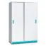 Chambre d'enfant - Armoire à portes coulissantes / armoire Frank 14, couleur : blanc / bleu - 189 x 120 x 60 cm (H x L x P)