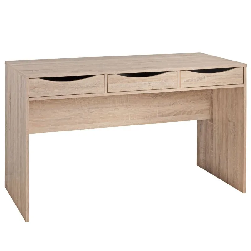 Bureau fonctionnel, Couleur : Chêne de Sonoma - Dimensions : 75 x 55 x 120 cm (h x l x p), avec 3 tiroirs