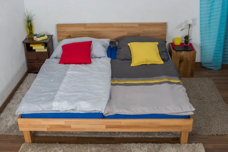nycsuoani Lit futon en bois massif avec matelas, massif, naturel, avec tête  de lit et sommier à lattes, naturel (200 x 90 cm) : : Mode