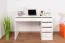 Bureau Beja 01, couleur : Blanc - 75 x 120 x 55 cm (H x L x P)