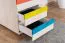 Chambre d'enfant - Bureau Peter 04, Couleur : Pin Blanc / Orange / Jaune / Turquoise - Dimensions : 75 x 125 x 60 cm (H x L x P)