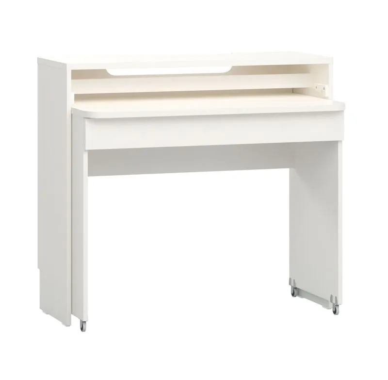 Bureau avec tablette clavier extensible Aenna 122, Couleur : Blanc, dimensions : 90 x 100 x 80 cm, design très pratique et moderne