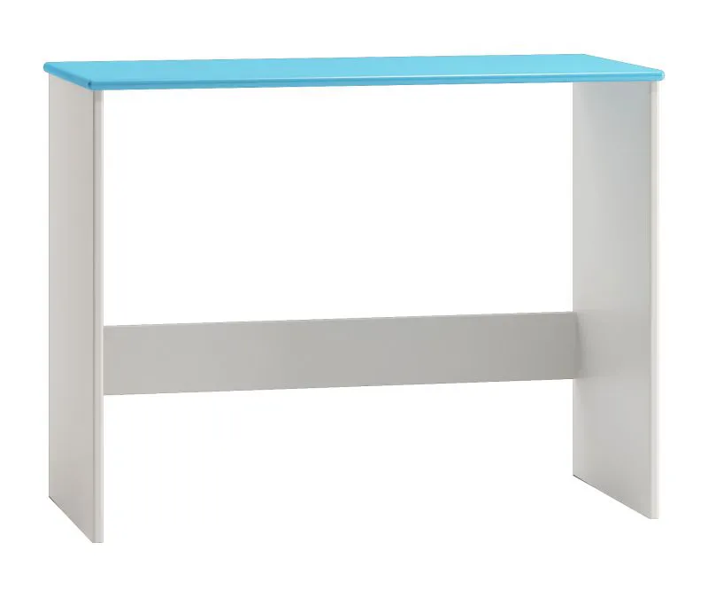 Bureau en bois de pin massif, verni blanc bleu 009 - Dimensions 77 x 110 x 47 cm (H x L x P)