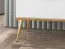 Table de chevet lumineuse avec deux tiroirs Breckenridge 08, Couleur : Blanc, Système Soft-Close, Dimensions : 70 x 50 x 34 cm, pieds & poignées : Or, avec un compartiment ouvert
