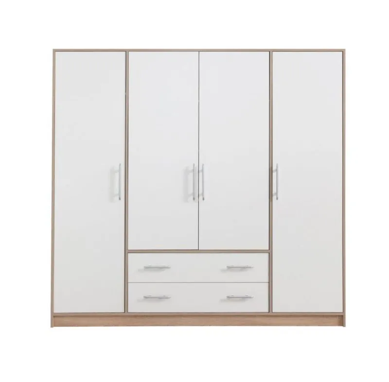 Chambre à coucher - Armoire, Couleur: Blanc / Chêne - Dimensions: 190 x 200 x 56 cm (H x L x P) Abbildung