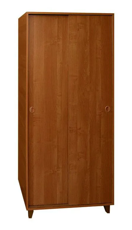 90 cm de large Armoire à portes coulissantes avec 2 portes | 6 casiers | tringle à vêtements | Couleur: Brun Abbildung