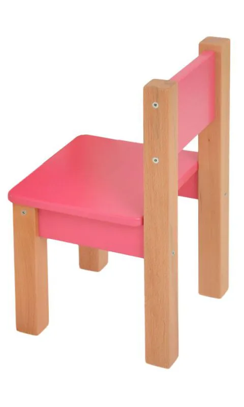 Set de 2 fauteuils pour enfant Laurenz en hêtre massif naturel / rose - Dimensions : 50 x 28 x 28 cm (H x L x P)