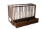Lit à barreaux / Lit d'enfant simple en pin massif couleur noyer 102, 60 x 120 cm, sommier à lattes inclus, tiroir inclus, avec trois marches réglables en Hauteur